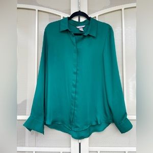 H&M Kelly Green Button Down Blouse